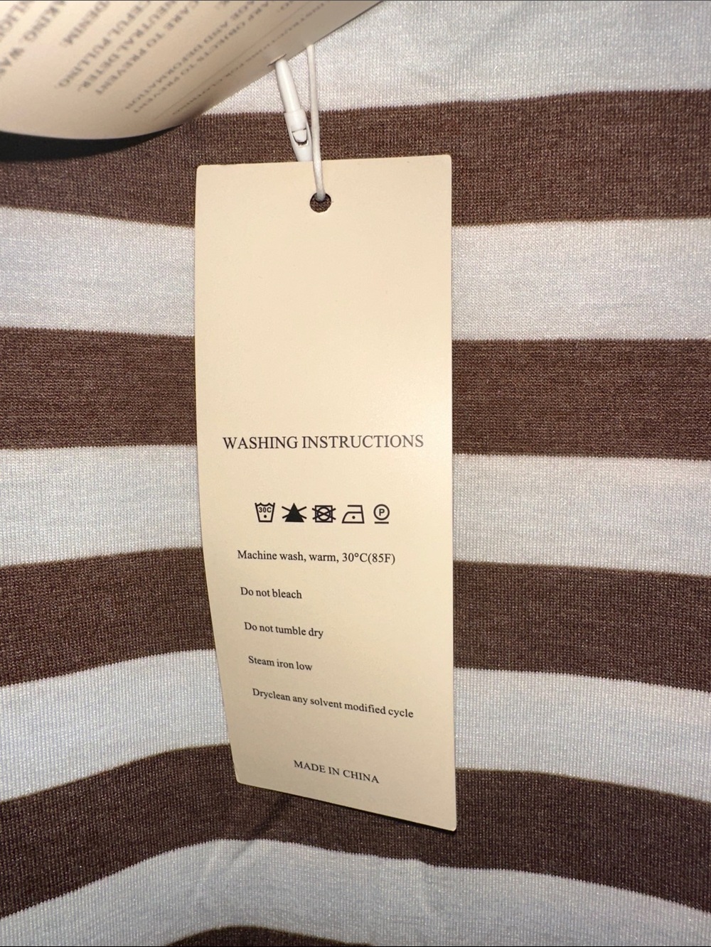 Women's Brown and White Striped Short Sleeve Tee with Red Trim - Picture 5 of 9